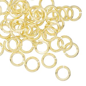 Jump ring 1pkg50 brass, 8mm hand-cut round / diamond wire, 16 gauge / 5.2mm inside diameter