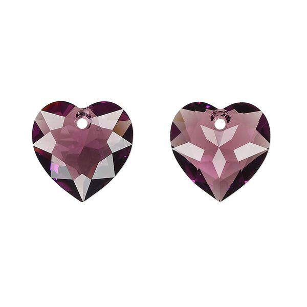 Drop 24pk amethyst, Swarovski&reg; 14.5mm pendant heart cut 6432 image number 0