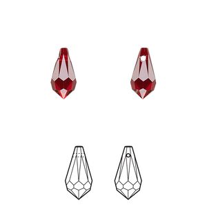 Drop 288pk Siam, Swarovski&reg; 11x5.5mm pendant teardrop 6000
