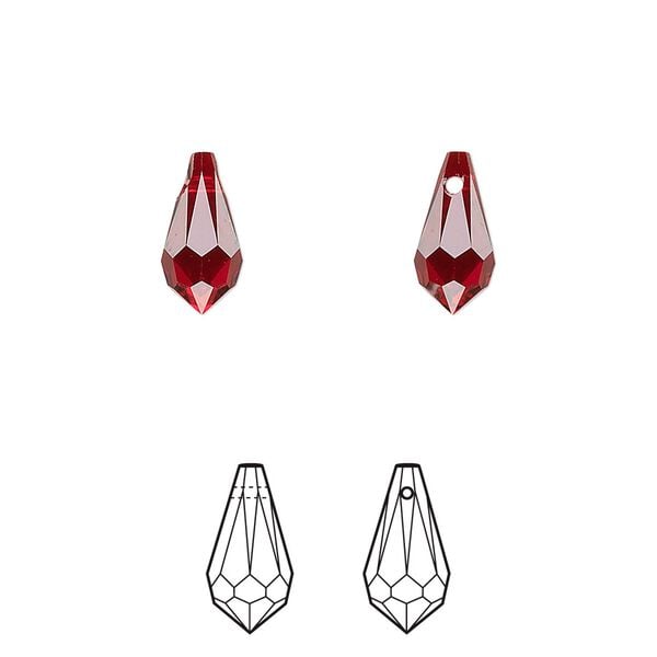 Drop 288pk Siam, Swarovski&reg; 11x5.5mm pendant teardrop 6000 image number 0