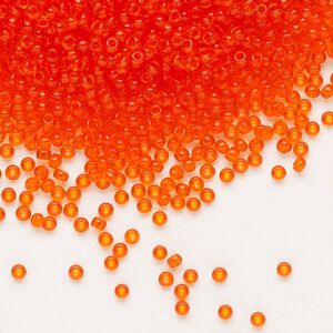 Seed bead, Preciosa Ornela Czech glass, pkg/50g, #11 rocaille, transparent dark orange, (90030).