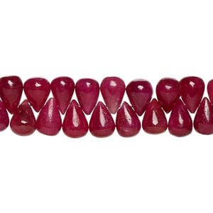 Indian ruby 1pkg1, hand-cut top-drilled teardrop bead 8 inch 6x5mm-8x7mm