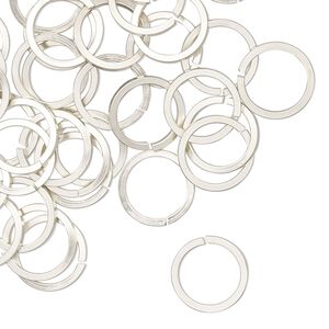 Jump ring 1pkg50 nickel silver, 10mm hand-cut round / square wire, 18 gauge / 7.8mm inside diameter