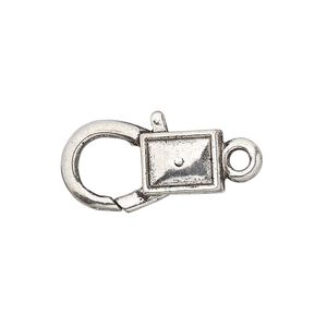 Clasp lobster claw 1pkg8 silver-plated "pewter" (zinc alloy), 22x12.5mm double-sided, antique 1-strand