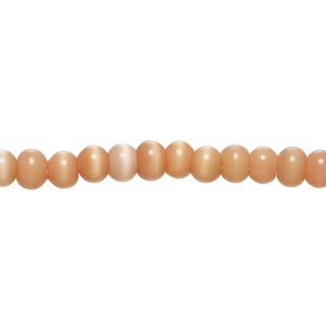 Bead, cat's eye glass (fiber optic glass), dark peach, 5x3mm-6x5mm rondelle. Sold per 14-inch strand, approximately 95 beads.