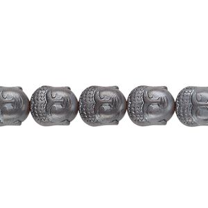 Hemalyke&trade; 1pkg1, matte Buddha head bead 15.5-16 inch 10x9mm