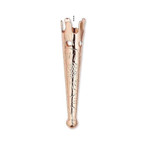 Bolo tip 1pkg10 copper-plated, 33x7mm / flower design / 6mm inside diameter, steel image number 0