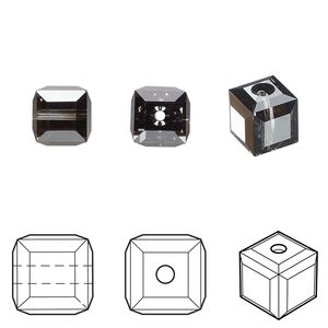 Bead 96pk crystal silver night, Swarovski&reg; 8mm cube 5601