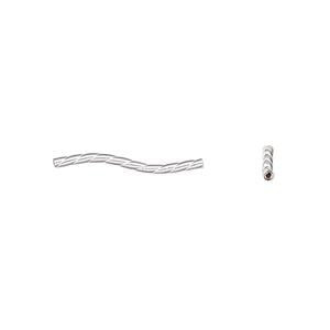 Bead 1pkg10 sterling silver, 20x1mm curved tube / twist / round hole