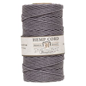 Cord, Hemptique&reg;, polished hemp, grey, 1.8mm diameter, 48-pound test. Sold per 205-foot spool.
