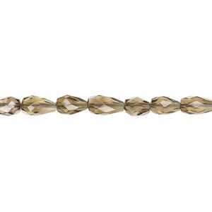 Smoky quartz 1pkg1, hand-cut faceted teardrop bead 15.5-16 inch 6x4mm-9x5mm