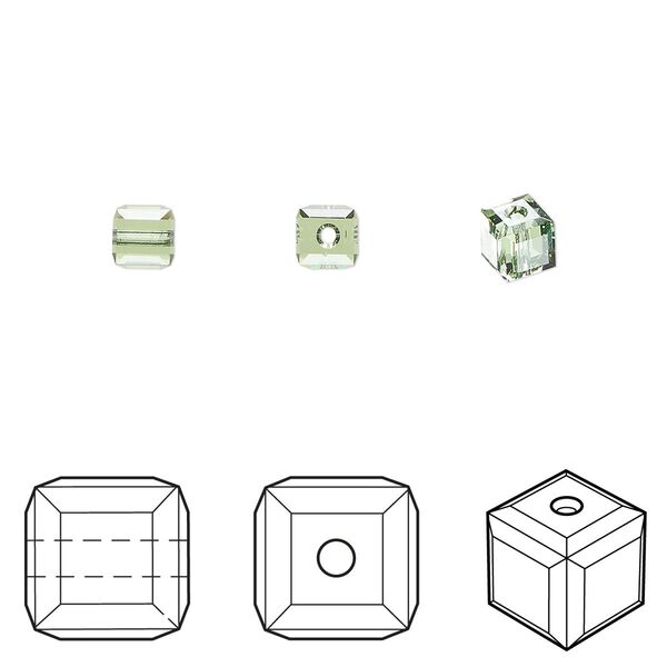Bead 48pk peridot, Crystal Passions&reg; 4mm cube 5601 image number 0