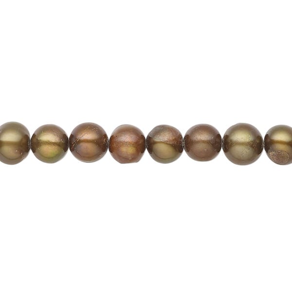 Freshwater pearl 1pkg1, semi-round, 14 inch iris gold 6-7mm cultured image number 0