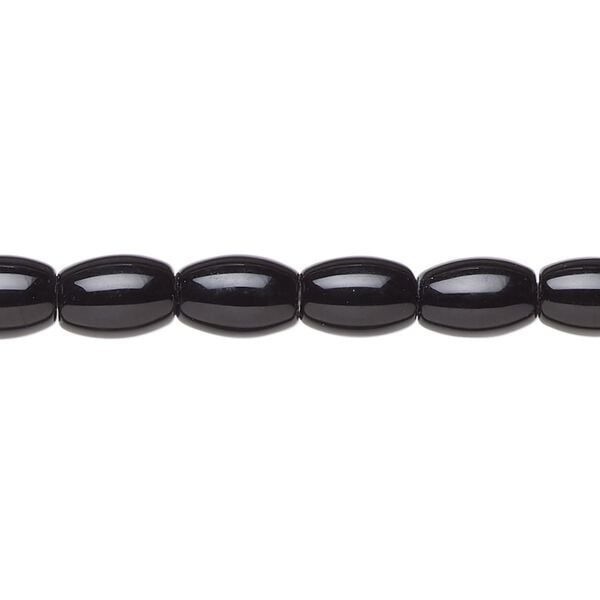 Black onyx 1pkg1, oval bead 15.5-16 inch 8x6mm image number 0