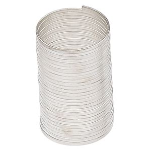 Memory wire, Beadalon&reg;, silver-plated carbon steel, 3/4 inch flat ring, 1x0.5mm-1.2x0.6mm flat. Sold per 0.35-ounce pkg, approximately 33 loops.