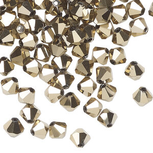 Bead 144pk opaque crystal aurum 2X, Celestial Crystal&reg; 6mm bicone