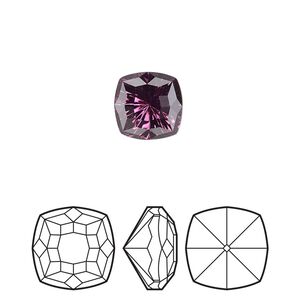 Fancy stone 2pk amethyst foil back, Crystal Passions&reg; 10mm magical square 4460