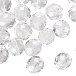Bead 1pkg600 Czech fire-polished glass, clear, 10mm faceted round. 1/2 mass.