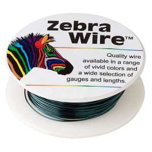 Wire, Zebra Wire&trade;, color-coated copper, forest green, round, 24 gauge. Sold per 20-yard spool.