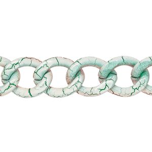 Chain 1pkg1 curb, 13mm, aluminum / crackle multicolored 24 inch
