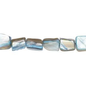 Mother-of-pearl shell 1pkg1, triangle tube bead 15 inch ocean blue 6x6mm-11x10mm