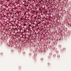 Seed bead, Delica&reg; 1pkg250g glass, #11 round, Duracoat&reg; opaque galvanized hot pink / outside dyed (DB-1840)