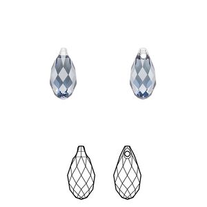 Briolette 144pk denim blue, Swarovski&reg; 11x5.5mm pendant drop 6010
