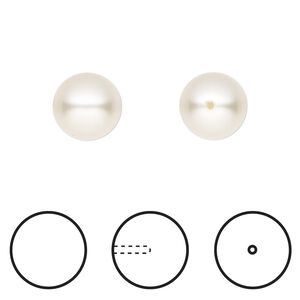 Pearl 1pkg4 light creamrose, Crystal Passions&reg; 10mm half-drilled round 5818