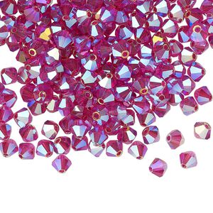 Bead 720pk fuchsia AB 2X, Preciosa Czech crystal 4mm bicone