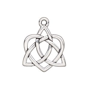 Charm, TierraCast&reg;, antique silver-plated "pewter" (tin-based alloy), 23x21mm double-sided Celtic heart with cutout design. Sold per pkg of 2.