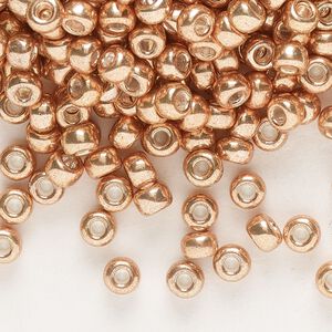Seed bead, Miyuki, glass, pkg/25g, #6 rocaille, opaque galvanized champagne, (RR-1072L).