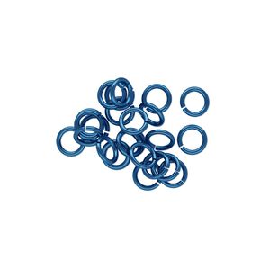 Jump ring 1pkg25 niobium, 5mm round, 20 gauge / 3.4mm inside diameter / steel blue