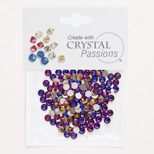 Flat back 1pkg144 crystal volcano foil back, Crystal Passions&reg; rhinestone 3.80-4.00mm round SS16