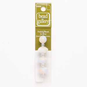 Bead 1pkg4 handblown glass, 12mm round / 17x11mm saucer, assortment translucent white / multicolored