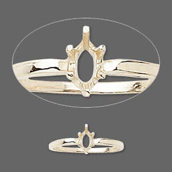 Ring, Sure-Set&trade;, 14Kt gold, 6x3mm 6-prong marquise basket setting, size 6.5. Sold individually. image number 0
