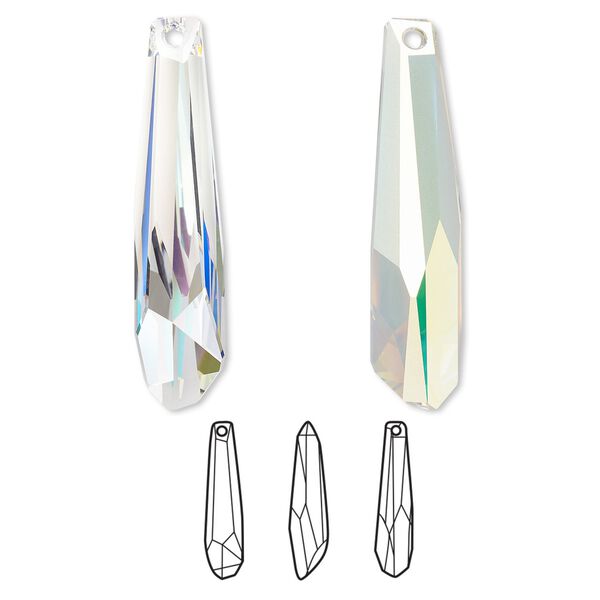 Focal 6pk crystal AB V partially frosted, Swarovski&reg; 56x12mm pendant crystalacite 6017/G image number 0