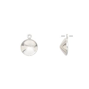 Drop, Almost Instant Jewelry&reg;, silver-finished brass, 8.5mm with SS39 rivoli setting. Sold per pkg of 10.