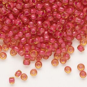 Seed bead, Dyna-Mites&trade;, glass 1pkg40g, #6 round, translucent inside dyed color fuchsia (226 6/0 RR)
