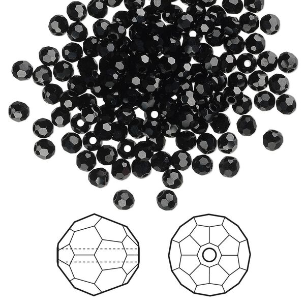 Bead 720pk jet, Swarovski&reg; 3mm round 5000 image number 0