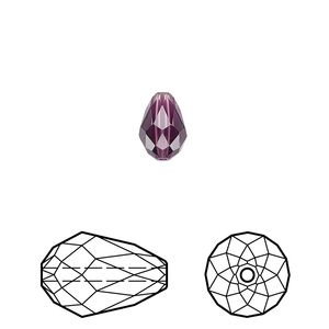 Bead 144pk amethyst, Swarovski&reg; 9x6mm teardrop 5500