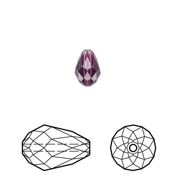 Bead 144pk amethyst, Swarovski&reg; 9x6mm teardrop 5500 image number 0
