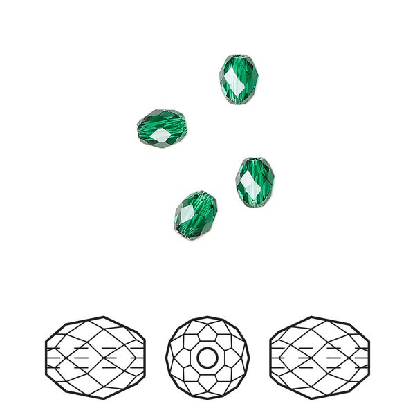 Bead 360pk majestic green, Swarovski&reg; 5x4mm olive briolette 5044 image number 0