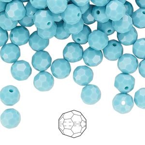 Bead 24pk turquoise, Preciosa Czech crystal 6mm round