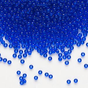 Seed bead, Preciosa Ornela Czech glass, pkg/50g, #11 rocaille, transparent medium blue, (30080).