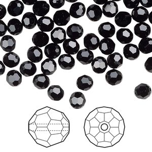 Bead 144pk jet, Crystal Passions&reg; 5mm round 5000