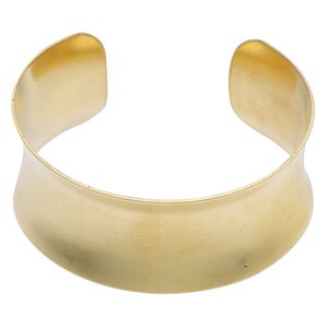 Bracelet, cuff, raw brass, 1-1/8-inch wide, concave, adjustable from 6-1/2 to 7-inches. Sold individually.