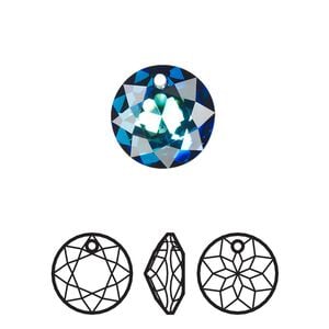 Drop 24pk crystal Bermuda blue, Swarovski&reg; 14mm pendant classic cut 6430