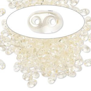 Seed bead, Preciosa Twin&trade; Czech glass, pkg/10g, 5x2.5mm oval, transparent blond flare clear, (20200).