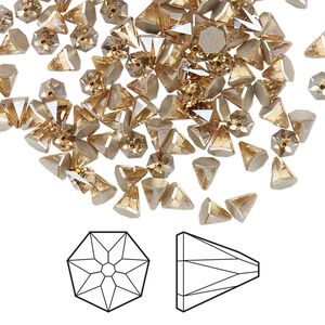 Flat back 6pk crystal golden shadow foil back, Crystal Passions&reg; 4mm round spike 2019