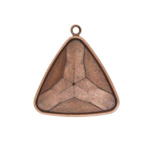 Drop, Almost Instant Jewelry&reg;, antique copper-plated brass, 27mm faceted triangle with 23mm triangle setting. Sold per pkg of 2.
